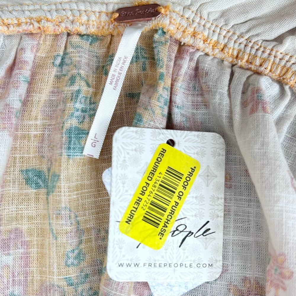 Free People LARGE Orange Floral Patchwork Cotton Cami Double Date Tank Top NWT - Picture 3 of 11